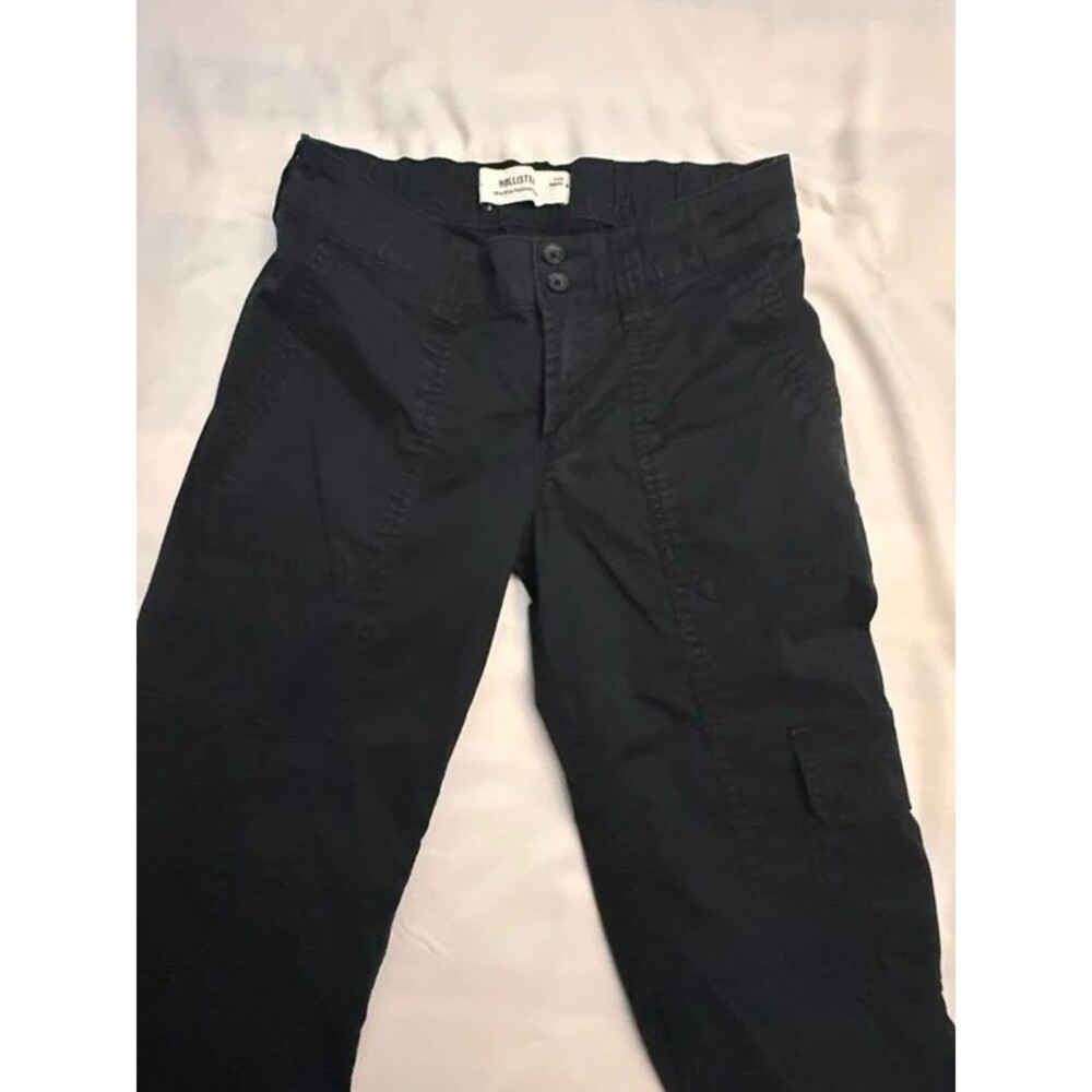 Hollister Black Cargo Pants W26 2 Regular Mid-Rise Relaxed Boot